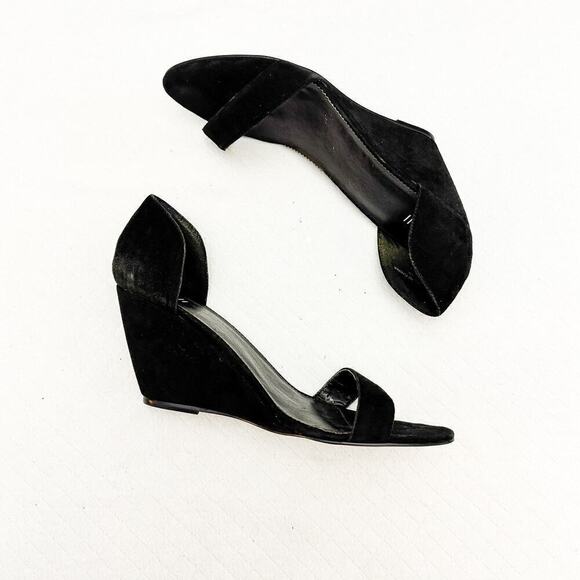 J. Jill Black Suede Platform Sandals Open Toe Heeled Shoes Size 10 - Picture 6 of 6